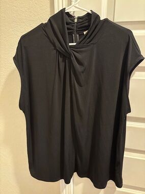 MICHAEL Michael Kors Black Knot-Neck Cap Sleeve Top